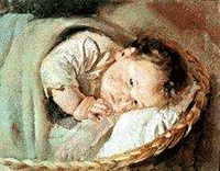 Armando Spadini - bimbo in culla